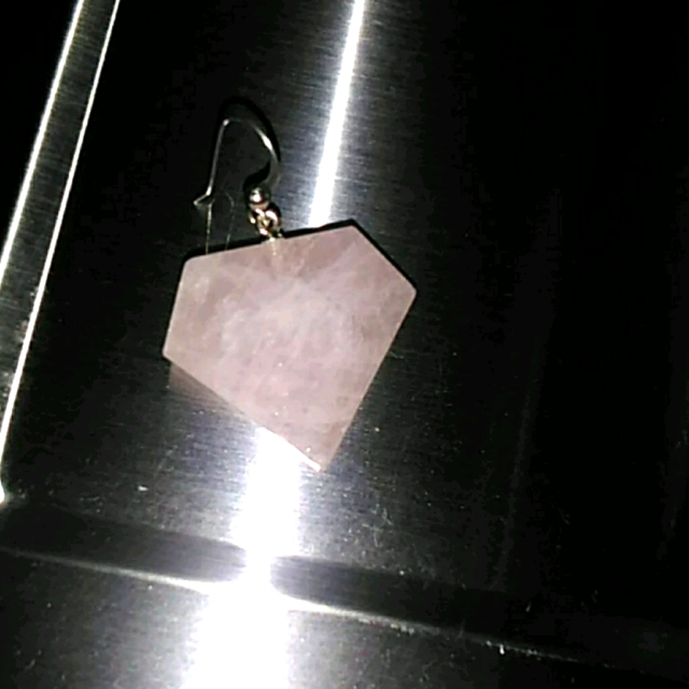 SOLD ♥️ Genuine Rose Quartz Prism Earrings - Picture 3 of 7